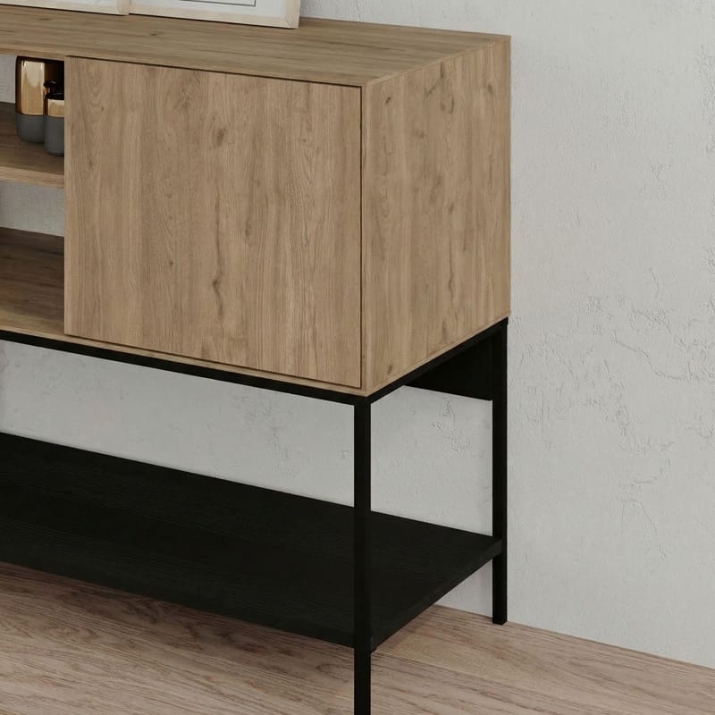 Kenvor Konsoll 180x80x40 cm - Naturlig eik, tre-svart, svart - Møbler - Bord - Avlastningsbord & sidobord - Konsollbord & gangbord