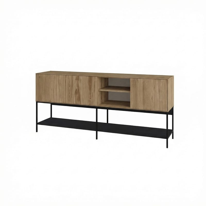 Kenvor Konsoll 180x80x40 cm, Naturlig eik, tre-svart, svart