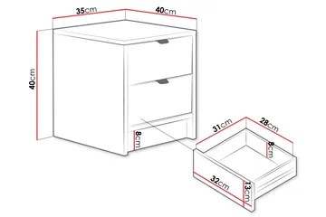 Kintore Sengbord 35 cm - Beige - Møbler - Bord - Avlastningsbord & sidobord - Sengebord & nattbord