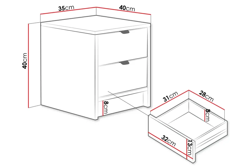 Kintore Sengbord 35 cm - Beige - Møbler - Bord - Avlastningsbord & sidobord - Sengebord & nattbord