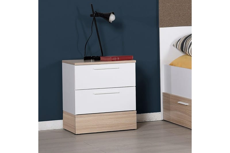 KMD Nattbord 45 cm - Eik/Hvit - Møbler - Bord - Avlastningsbord & sidobord - Sengebord & nattbord