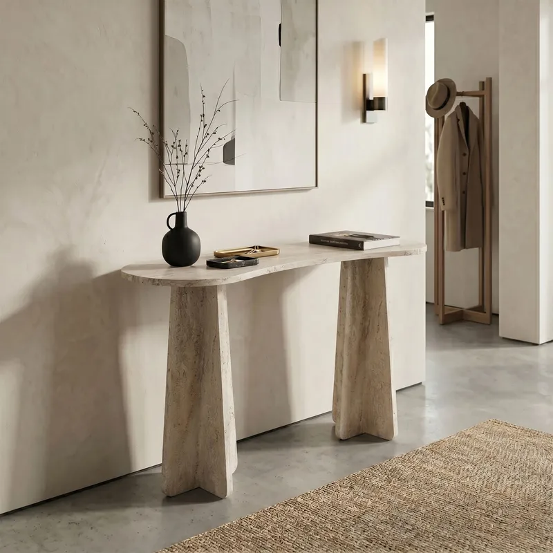 Kommode Homitis Zen (120 x 75 x 35 cm) Travertin - Travertin - Møbler - Bord - Avlastningsbord & sidobord - Brettbord og småbord