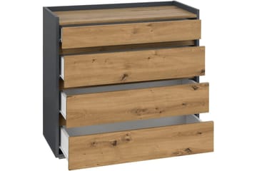 Kommode Kosmo Antrasitt/Eik, 4 skuffer - Antrasitt/Eik, 4 skuffer - Oppbevaring - Oppbevaringsmøbler - Kommode - Entrekommode