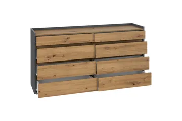 Kommode Kosmo Antrasitt/Eik, 8 skuffer - Antrasitt/Eik, 8 skuffer - Møbler - Bord - Avlastningsbord & sidobord - Konsollbord & gangbord