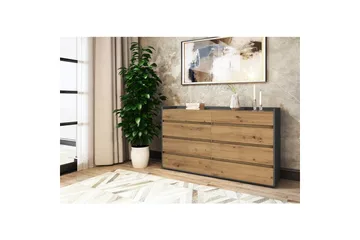 Kommode Kosmo Antrasitt/Eik, 8 skuffer - Antrasitt/Eik, 8 skuffer - Møbler - Bord - Avlastningsbord & sidobord - Konsollbord & gangbord