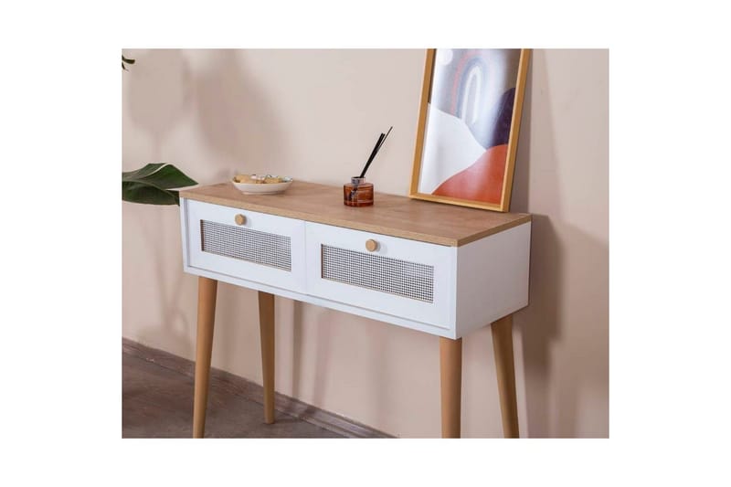 Kommode Mjudi Hvit / Eik - Hvit/Lysfarget tre - Møbler - Bord - Avlastningsbord & sidobord - Konsollbord & gangbord