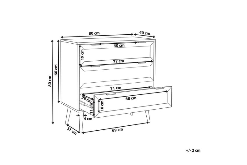 Kommode Opoco med 3 skuffer - Oppbevaring - Oppbevaringsmøbler - Kommode - Entrekommode