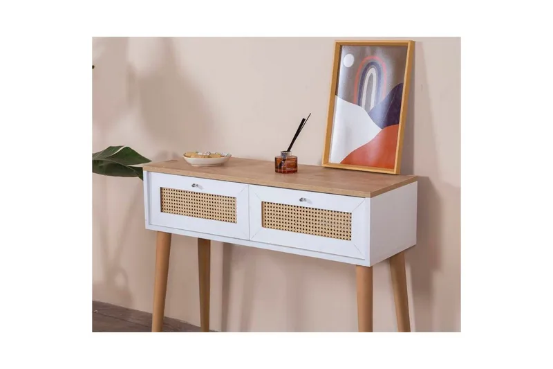 Kommode Terra Hvit / Eik - Hvit/Lysfarget tre - Møbler - Bord - Avlastningsbord & sidobord - Lampebord & sidebord