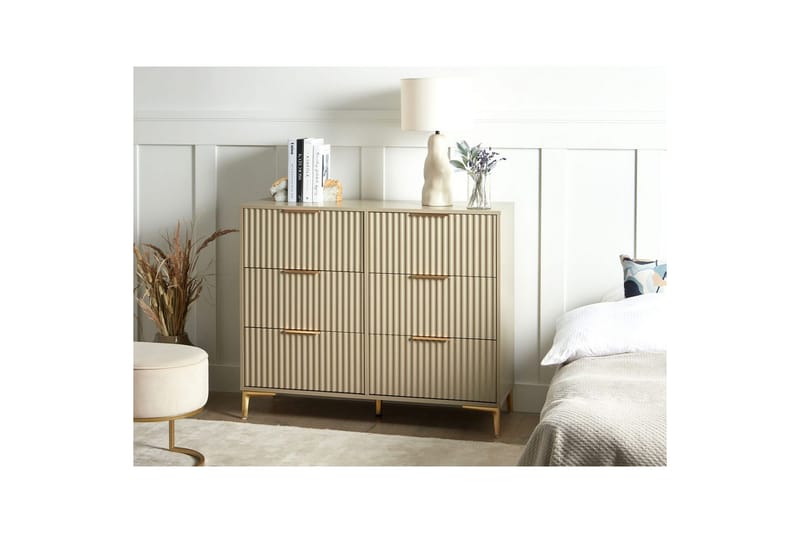 Kommode Walcott Beige, gull - Beige, gull - Møbler - Bord - Avlastningsbord & sidobord - Konsollbord & gangbord