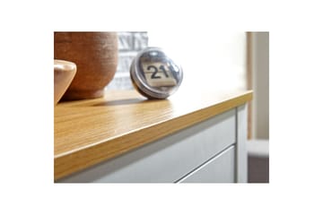 Kommode Wohnling med 3 skuffer 2 dører to-farget hvitt eik landlig stil - Møbler - Bord - Avlastningsbord & sidobord - Konsollbord & gangbord