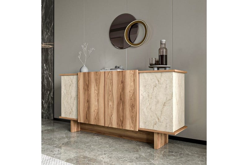 Konsoll Diannare Travertin / Valnøtt - Travertin / Valnøtt - Møbler - Bord - Avlastningsbord & sidobord - Konsollbord & gangbord