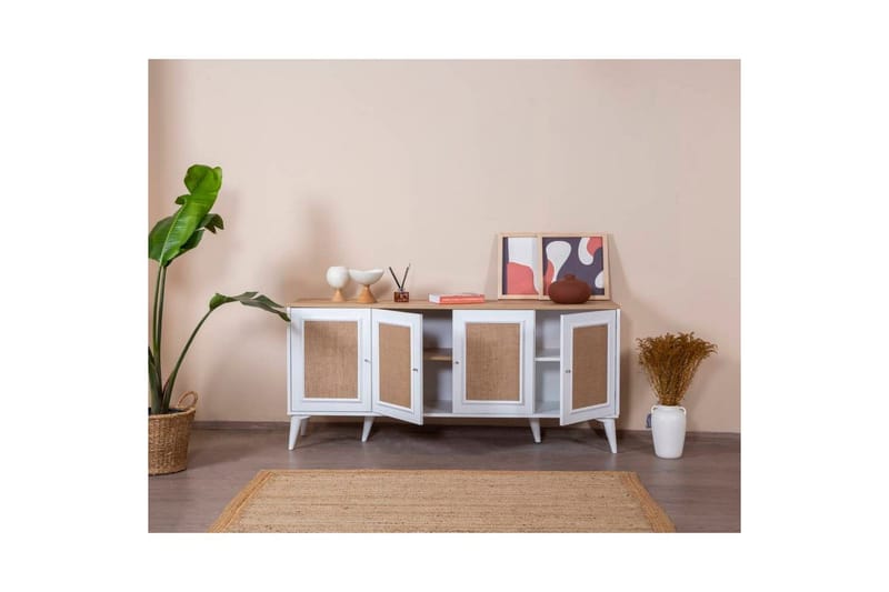 Konsoll Jatinder Hvit / Eik - Mellomfarget tre/Hvit - Møbler - Bord - Avlastningsbord & sidobord - Konsollbord & gangbord