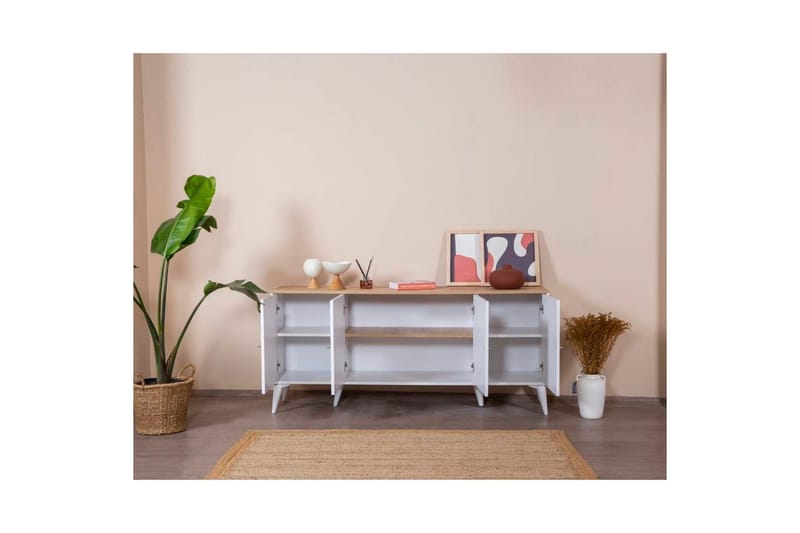 Konsoll Jatinder Hvit / Eik - Mellomfarget tre/Hvit - Møbler - Bord - Avlastningsbord & sidobord - Konsollbord & gangbord