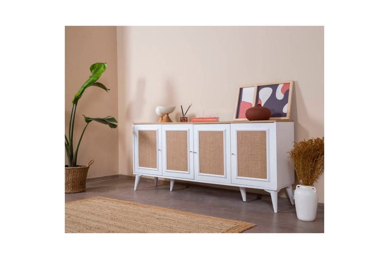 Konsoll Jatinder Hvit / Eik - Mellomfarget tre/Hvit - Møbler - Bord - Avlastningsbord & sidobord - Konsollbord & gangbord