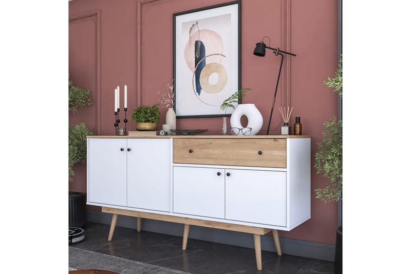 Konsoll Miraenis Valnøtt / Hvit - Mørkebrun/Hvit - Møbler - Bord - Avlastningsbord & sidobord - Konsollbord & gangbord