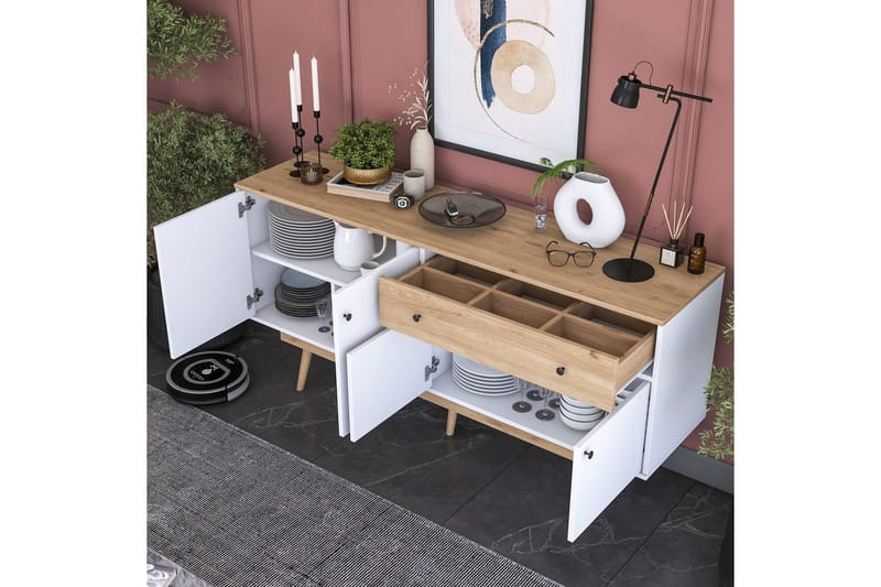 Konsoll Miraenis Valnøtt / Hvit - Mørkebrun/Hvit - Møbler - Bord - Avlastningsbord & sidobord - Konsollbord & gangbord