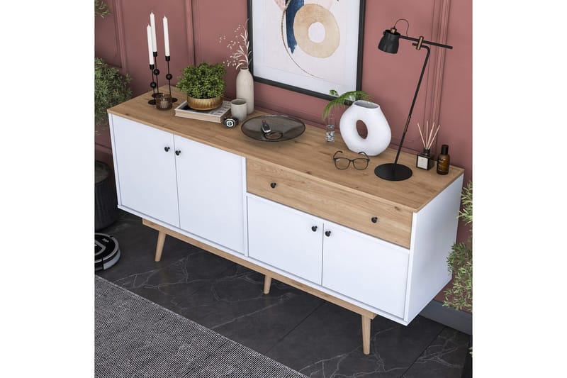 Konsoll Miraenis Valnøtt / Hvit - Mørkebrun/Hvit - Møbler - Bord - Avlastningsbord & sidobord - Konsollbord & gangbord
