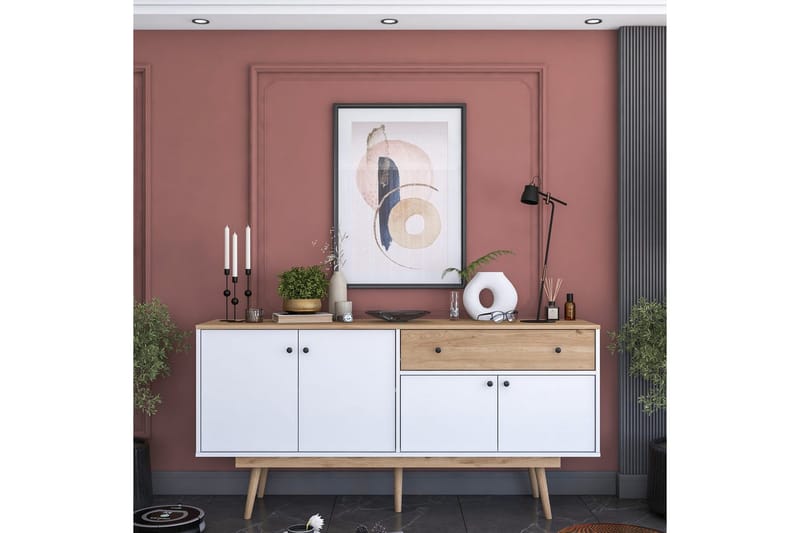 Konsoll Miraenis Valnøtt / Hvit - Mørkebrun/Hvit - Møbler - Bord - Avlastningsbord & sidobord - Konsollbord & gangbord