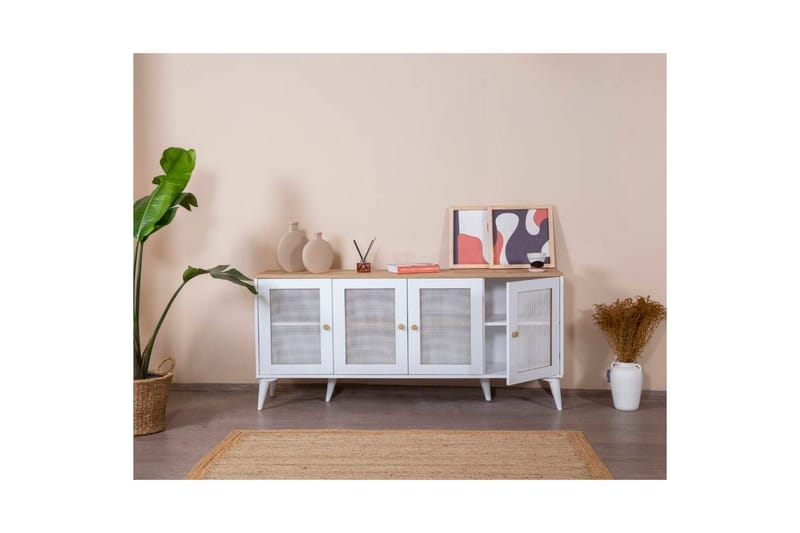 Konsoll Mjudi Hvit / Eik - Hvit / Eik - Møbler - Bord - Avlastningsbord & sidobord - Konsollbord & gangbord