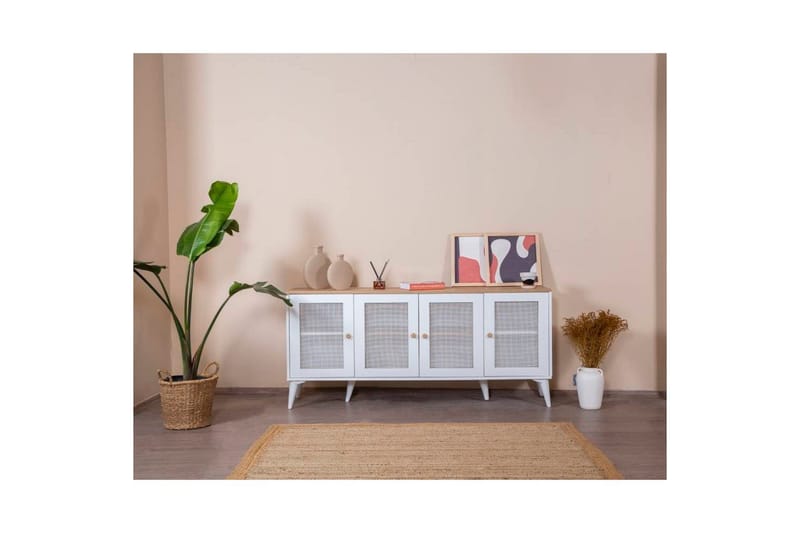 Konsoll Mjudi Hvit / Eik - Hvit / Eik - Møbler - Bord - Avlastningsbord & sidobord - Konsollbord & gangbord