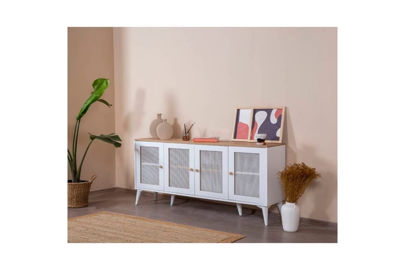 Konsoll Mjudi Hvit / Eik - Hvit / Eik - Møbler - Bord - Avlastningsbord & sidobord - Konsollbord & gangbord