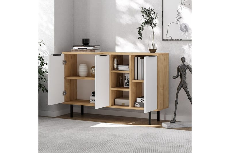 Konsoll Schmida Sudamal Eik / Hvit - Blå/Hvit - Møbler - Bord - Avlastningsbord & sidobord - Konsollbord & gangbord