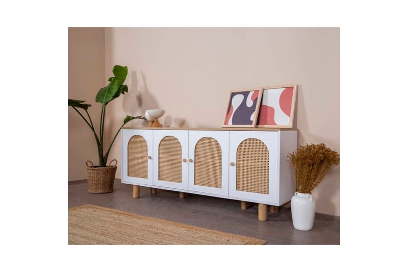 Konsoll Terra Hvit / Eik - Mellomfarget tre/Hvit - Møbler - Bord - Avlastningsbord & sidobord - Konsollbord & gangbord