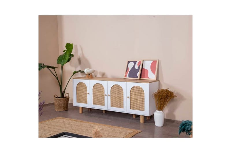 Konsoll Terra Hvit / Eik - Mellomfarget tre/Hvit - Møbler - Bord - Avlastningsbord & sidobord - Konsollbord & gangbord