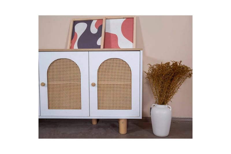 Konsoll Terra Hvit / Eik - Mellomfarget tre/Hvit - Møbler - Bord - Avlastningsbord & sidobord - Konsollbord & gangbord