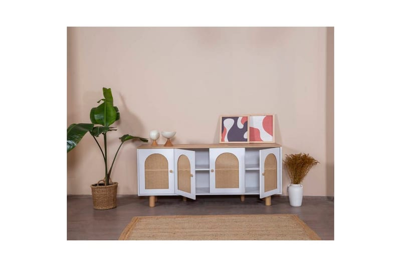 Konsoll Terra Hvit / Eik - Mellomfarget tre/Hvit - Møbler - Bord - Avlastningsbord & sidobord - Konsollbord & gangbord