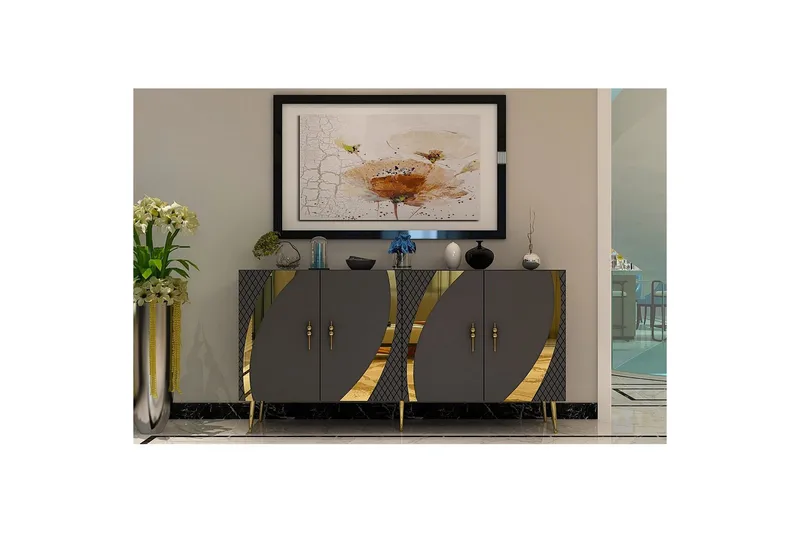 Konsoll Zoman Antrasitt / Gull - Antrasitt / Gull - Møbler - Bord - Avlastningsbord & sidobord - Konsollbord & gangbord