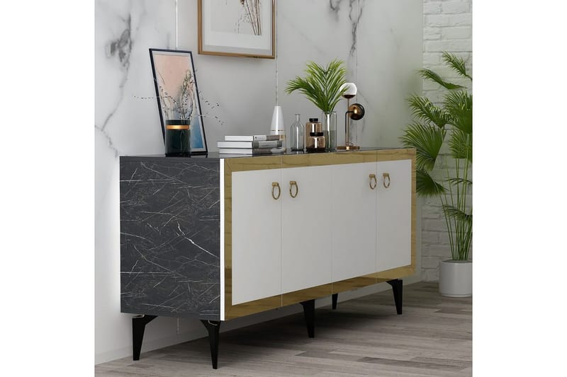 Konsoll Petrolla Svart Marmor / Hvit / Gull - Svart Marmor / Hvit / Gull - Møbler - Bord - Avlastningsbord & sidobord - Konsollbord & gangbord