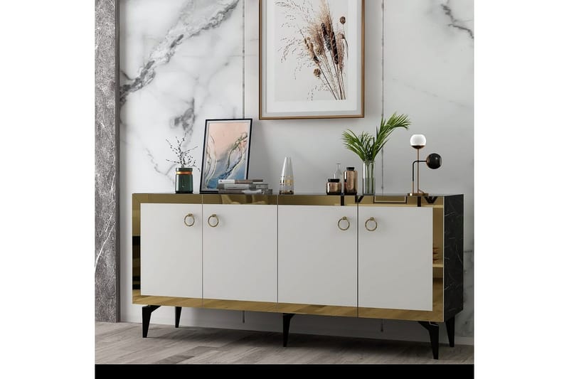Konsoll Petrolla Svart Marmor / Hvit / Gull - Svart Marmor / Hvit / Gull - Møbler - Bord - Avlastningsbord & sidobord - Konsollbord & gangbord