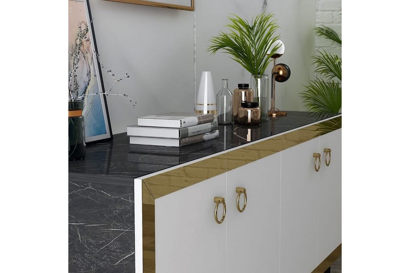 Konsoll Petrolla Svart Marmor / Hvit / Gull - Svart Marmor / Hvit / Gull - Møbler - Bord - Avlastningsbord & sidobord - Konsollbord & gangbord
