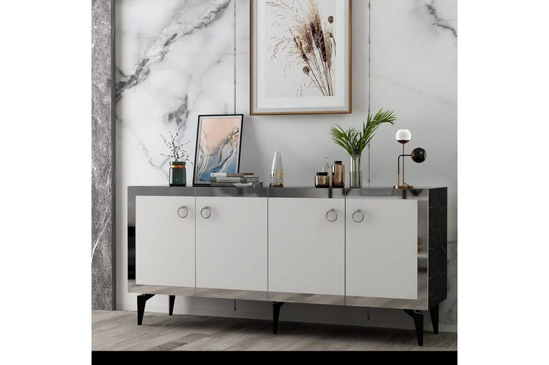 Konsoll Petrolla Svart Marmor / Hvit / Sølv - Svart Marmor / Hvit / Sølv - Møbler - Bord - Avlastningsbord & sidobord - Konsollbord & gangbord