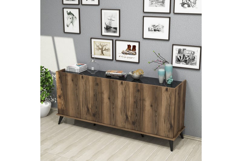 Konsollbord Elegaia 180 cm - Mørkebrun/Svart/Natur - Møbler - Bord - Avlastningsbord & sidobord - Konsollbord & gangbord