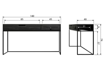 Avlastningsbord Iria 140 cm - Svart Eik - Møbler - Bord - Avlastningsbord & sidobord - Konsollbord & gangbord