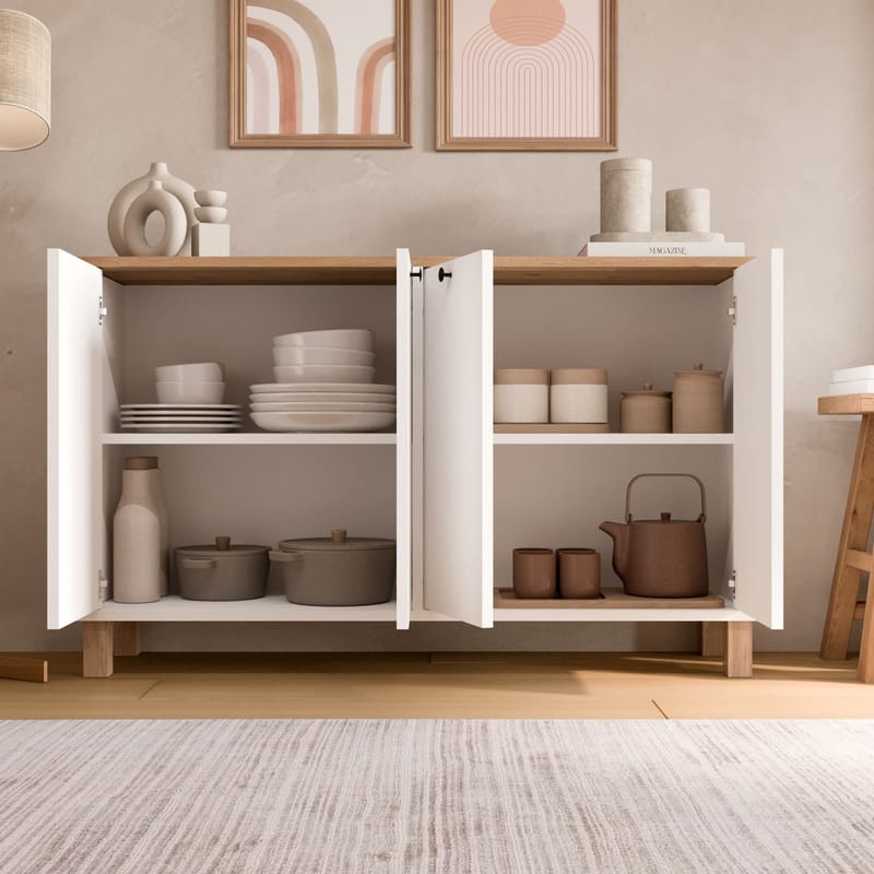 Konsollbord Hanah Home Nord (120 x 73,6 x 29,5 cm) White Oak - Hvit og eik - Møbler - Bord - Avlastningsbord & sidobord - Konsollbord & gangbord