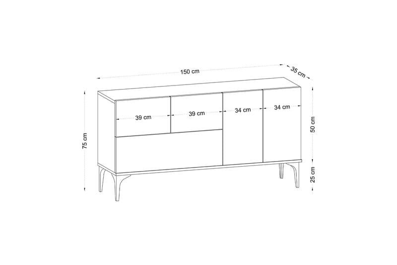 Konsollbord Glise 150 cm - Svart/Hvit - Konsollbord & gangbord - Avlastningsbord & sidobord - Entreoppbevaring