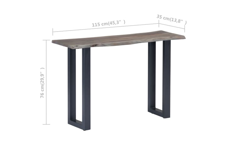 Konsollbord grå 115x35x76 cm heltre akasie og jern - Grå - Konsollbord & gangbord - Avlastningsbord & sidobord - Entreoppbevaring