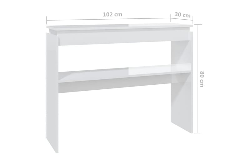 Konsollbord høyglans hvit 102x30x80 cm sponplate - Hvit - Konsollbord & gangbord - Avlastningsbord & sidobord - Entreoppbevaring