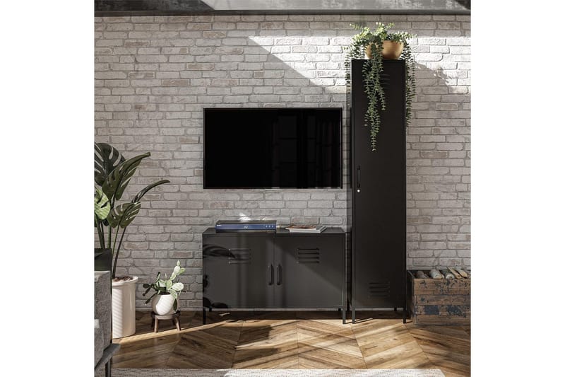 Konsollbord Loft24 Høyskap Mission District 38x40x185 cm, Svart Svart - Møbler - Bord - Avlastningsbord & sidobord - Konsollbord & gangbord