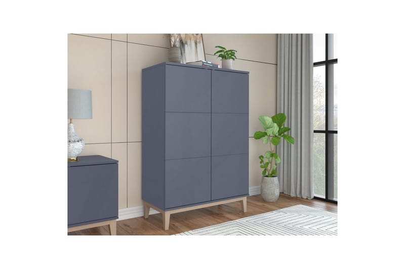 Konsollbord Loft24 Høyskap Pelle Grå/Wotan Eik Grå - Møbler - Bord - Avlastningsbord & sidobord - Konsollbord & gangbord