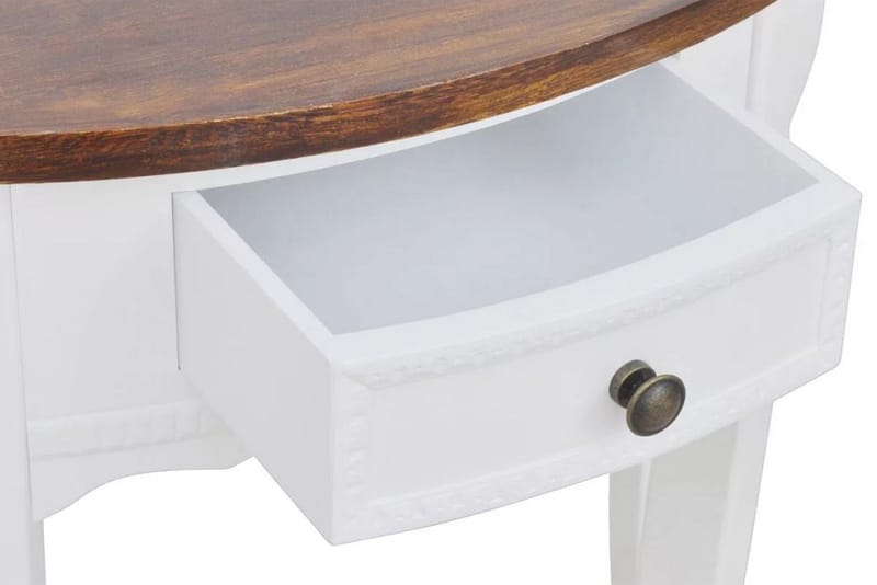 Konsollbord med skuff og brun bordplate halvsirkel - Hvit - Konsollbord & gangbord - Avlastningsbord & sidobord - Entreoppbevaring