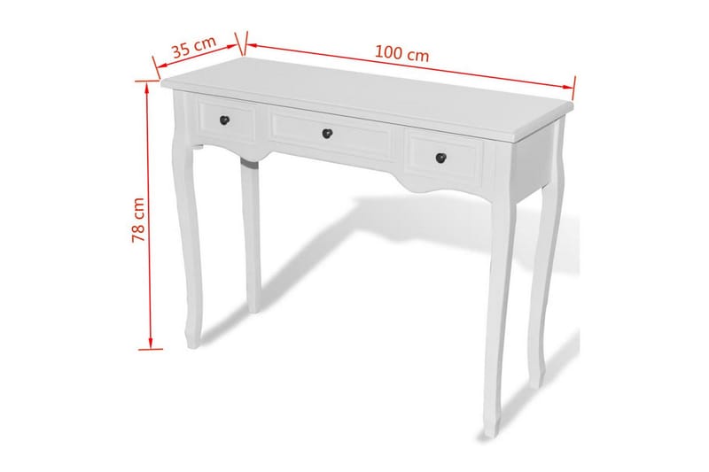 Konsollbord med tre skuffer hvit - Hvit - Konsollbord & gangbord - Avlastningsbord & sidobord - Entreoppbevaring