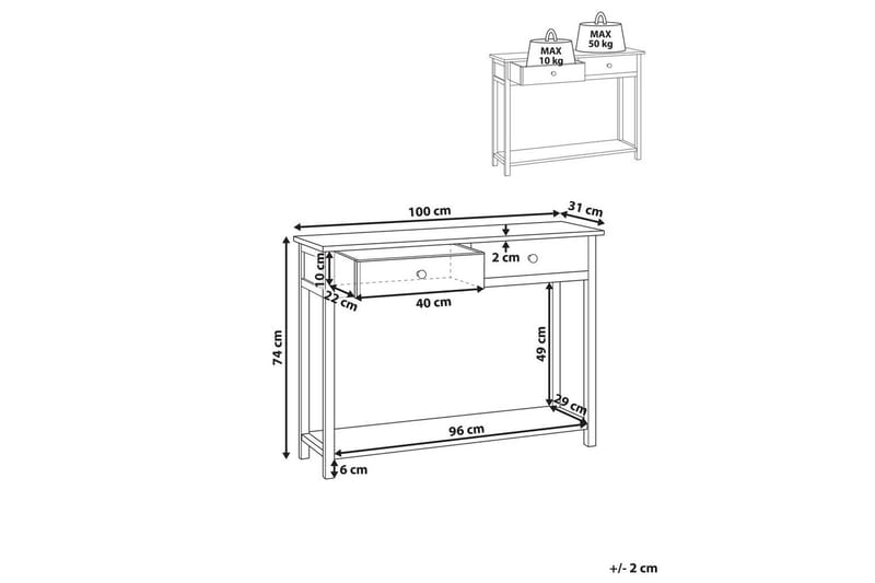 Konsollbord Salton 100x31x74 cm - 100x31x74 cm - Møbler - Bord - Avlastningsbord & sidobord - Konsollbord & gangbord