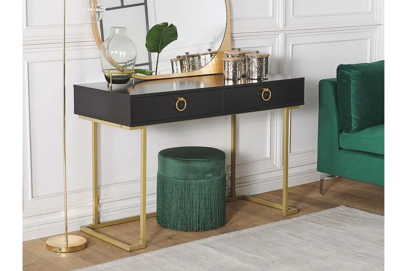 Konsollbord / skrivebord svart / gull WESTPORT - Svart - Møbler - Bord - Avlastningsbord & sidobord - Konsollbord & gangbord