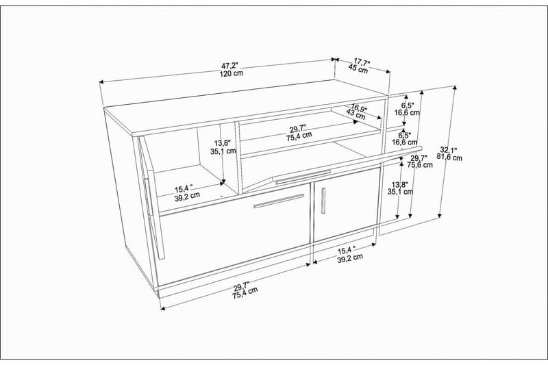 Konsollbord Urgby 120x81,6 cm - Hvit - Konsollbord & gangbord - Avlastningsbord & sidobord - Entreoppbevaring