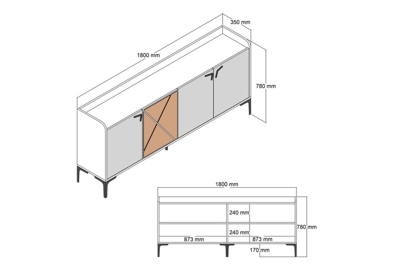 Konsollbord Urgby 180x78 cm - Brun - Konsollbord & gangbord - Avlastningsbord & sidobord - Entreoppbevaring