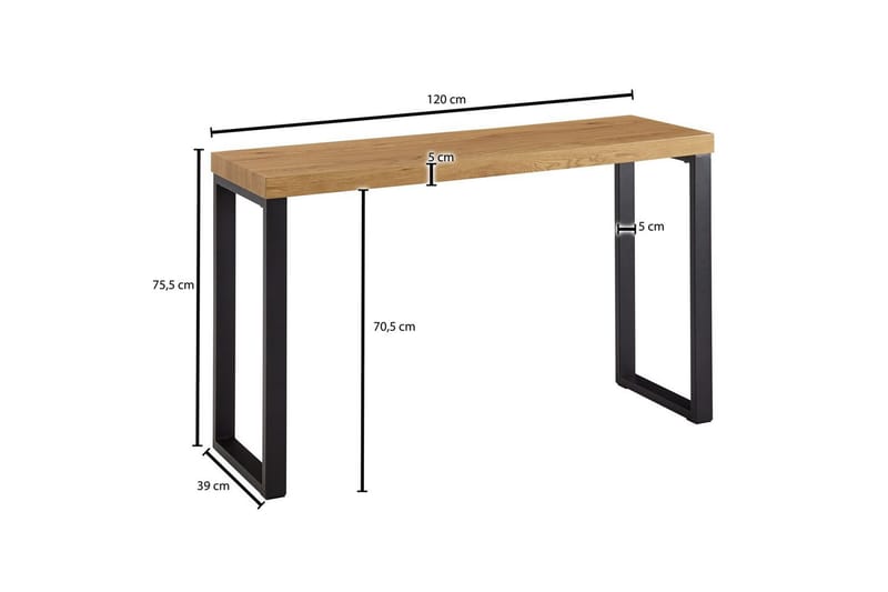 Konsollbord Wohnling 120 cm moderne konsoll med metallben Brun - Brun - Møbler - Bord - Avlastningsbord & sidobord - Konsollbord & gangbord